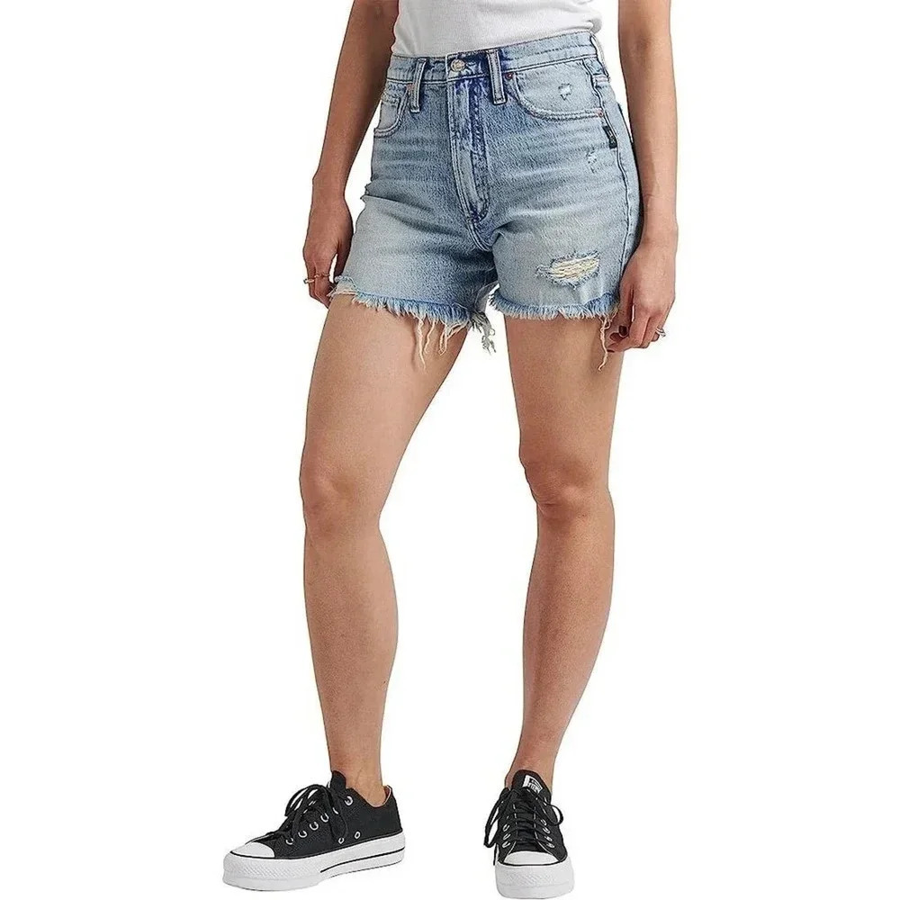 BDG Women High Waisted Distressed Denim Shorts Size 28 v6x